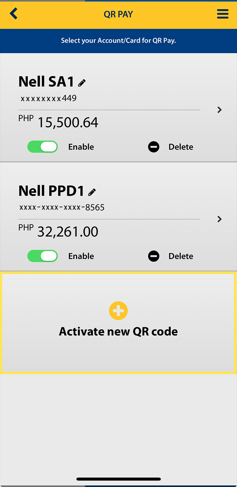 How to generate a QR code for your other Sterling Bank Online enrolled account/s or prepaid card/s (additional QR code) 